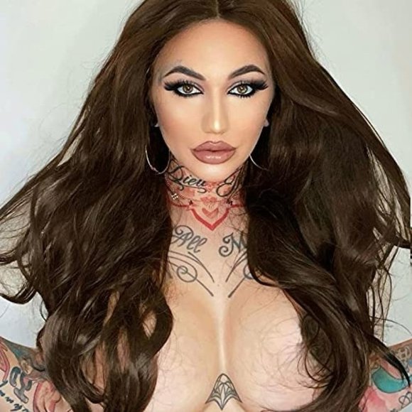 Long Wavy Brown Lace Front Wigs for Women DragQueen Wigs - Picture 1 of 6